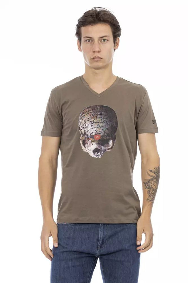 Trussardi Action Elevated Lässiges T-Shirt in Braun mit V-Ausschnitt