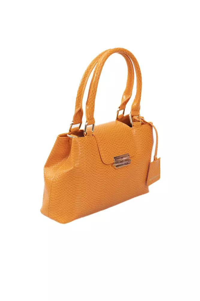 Baldinini Trend Chic Orange Shoulder Flap Bag with Golden Accents