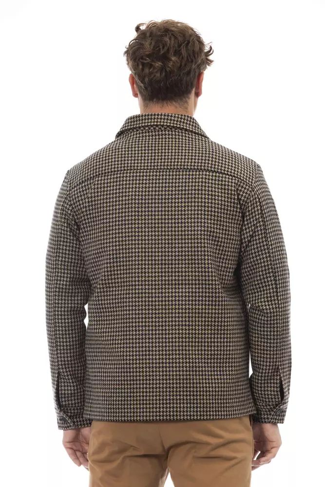 Alpha Studio – Elegante Hemdjacke aus Wollmischung mit Hahnentrittmuster
