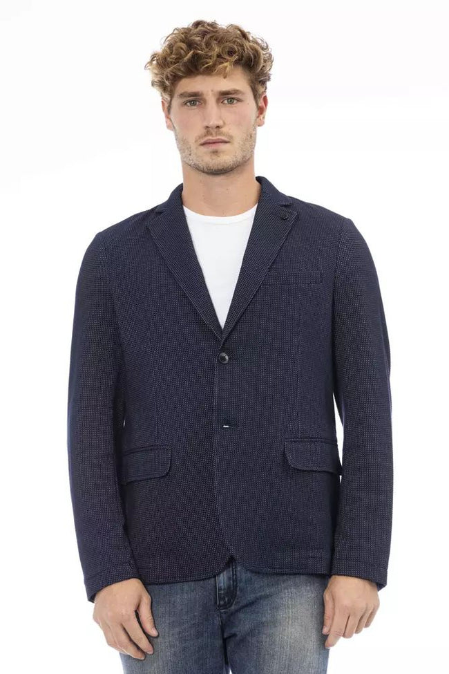 Distretto12 Elegant Blue Fabric Jacket with Button Closure