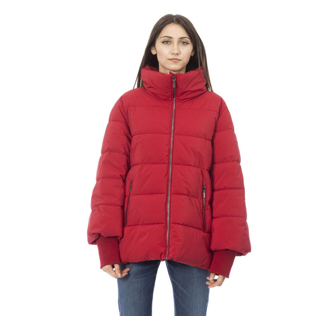 Baldinini Trend Elegant Red Short Down Jacket with Hood