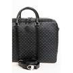 Trussardi Elegant Black Leather Briefcase with Shoulder Strap