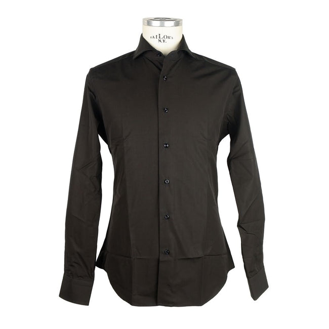 Elegantes Herrenhemd aus Milano-Baumwolle, hergestellt in Italien, in Schwarz
