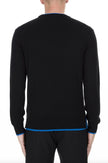 Kenzo Sleek Black Roundneck Sweater with Blue Accents