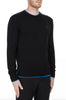 Kenzo Sleek Black Roundneck Sweater with Blue Accents