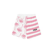 Shorts elegantes con estampado de palmeras y rayas rosadas de Comme Des Fuckdown con logo