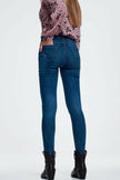 Ripped Skinny Jeans in Blue Denim - GENUINE AUTHENTIC BRAND LLC