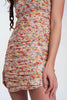 Ruched Bodycon Mini Dress in Floral Mesh Print - GENUINE AUTHENTIC BRAND LLC