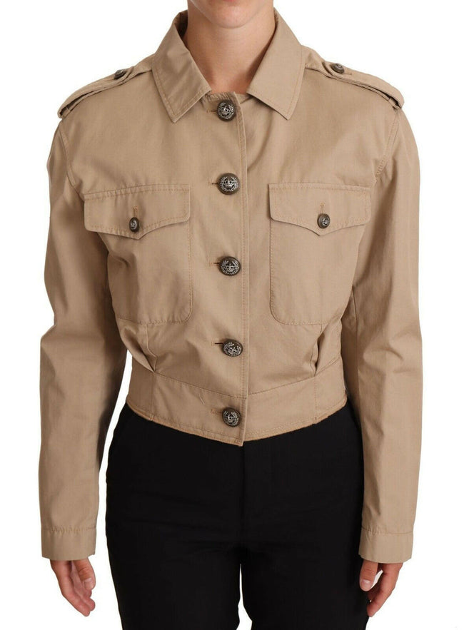 Dolce & Gabbana Beige Cropped Fitted Cotton Coat Jacket - GENUINE AUTHENTIC BRAND LLC  
