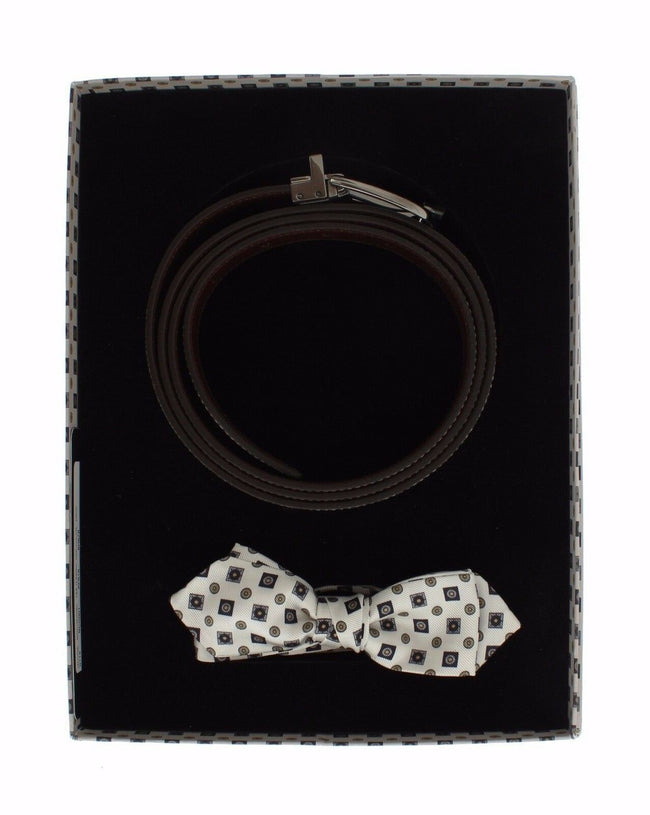 Dolce & Gabbana Elegante conjunto de cinturón de cuero y corbata de seda barroca