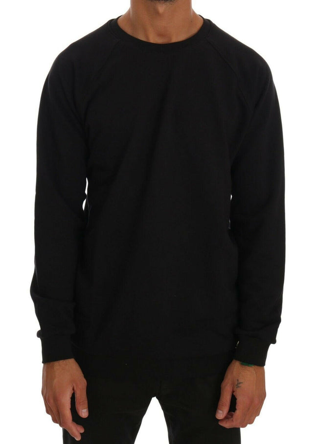 Daniele Alessandrini Black Crewneck Cotton Pullover Sweater - GENUINE AUTHENTIC BRAND LLC  