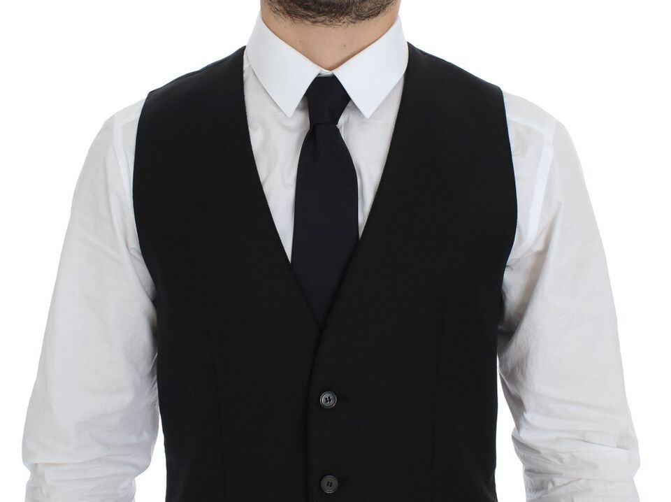 Dolce & Gabbana Elegant Black Wool Dress Vest