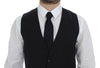 Dolce & Gabbana Elegant Black Striped Wool Dress Vest