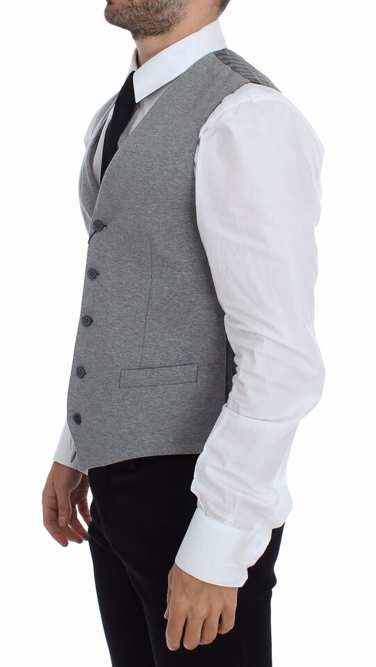 Dolce & Gabbana Elegant Gray Cotton Stretch Dress Vest