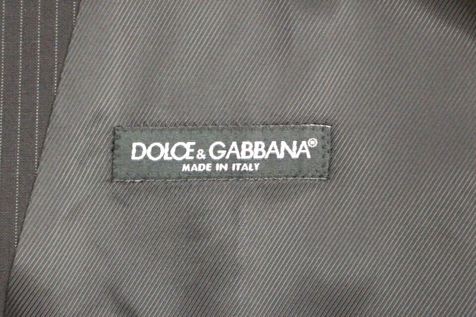 Dolce & Gabbana Chaleco cruzado de lana a rayas negro