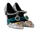 Dolce & Gabbana Elegantes zapatos de salón Mary Jane con cristales plateados y negros