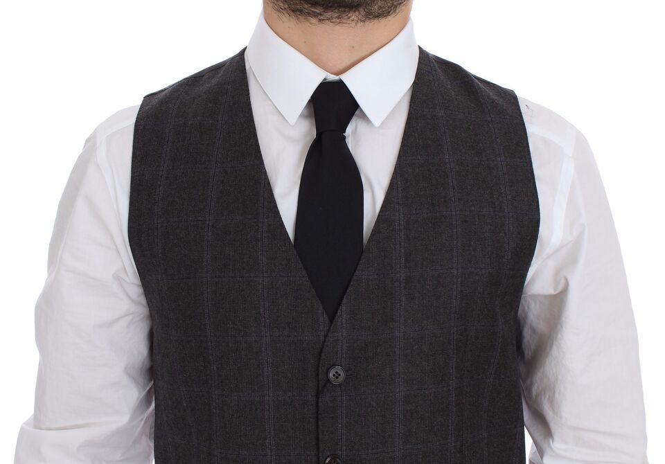 Dolce & Gabbana Elegant Checkered Wool Dress Vest
