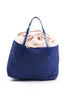 BYBLOS Chic Blue Fabric Shopper Tote with Patent Accents