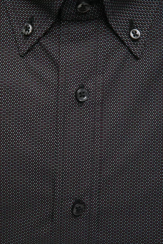 Robert Friedman Elegant Cotton Button-Down Shirt in Black