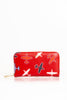 Trussardi Chic Airplane Print Red Leather Wallet