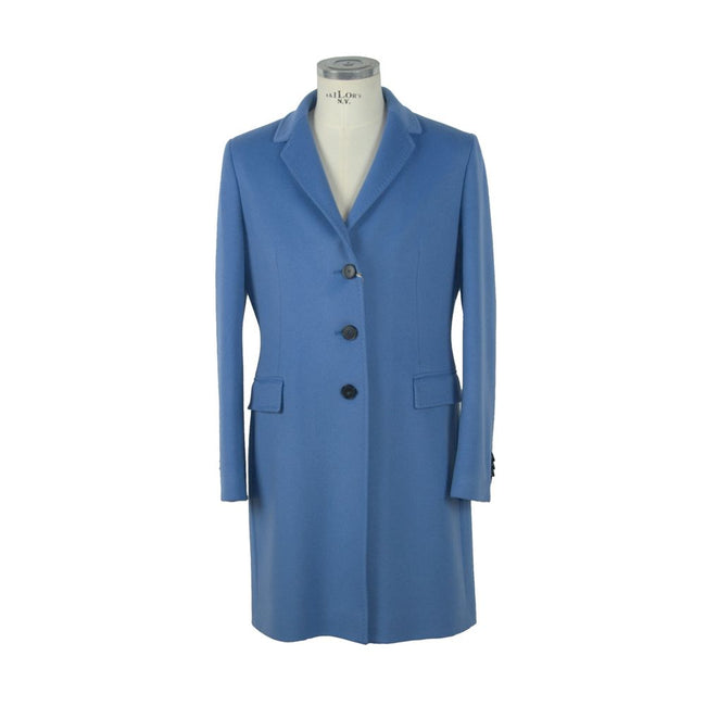 Made in Italy Elegant Virgin Wool Light Blue Coat