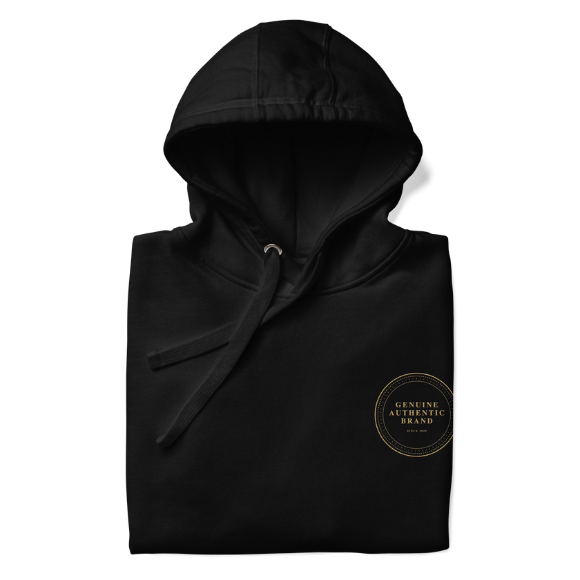 Sudadera con capucha unisex con logotipo izquierdo bordado de marca auténtica y auténtica.