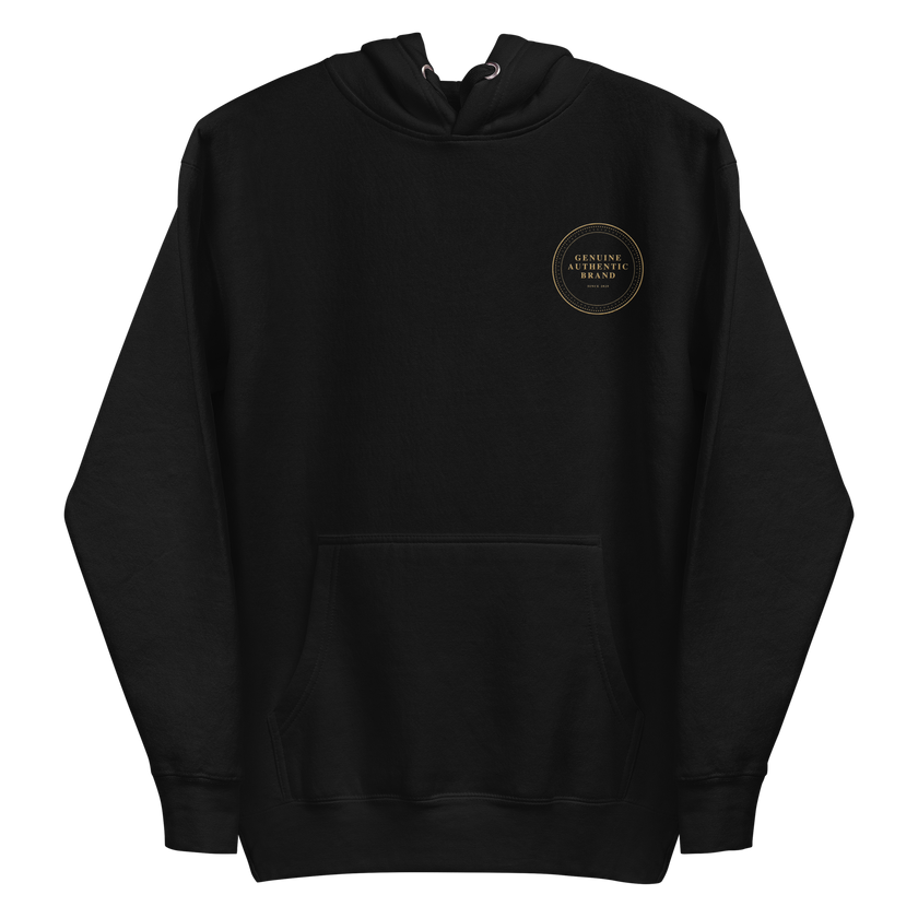 Sudadera con capucha unisex con logotipo izquierdo bordado de marca auténtica y auténtica.