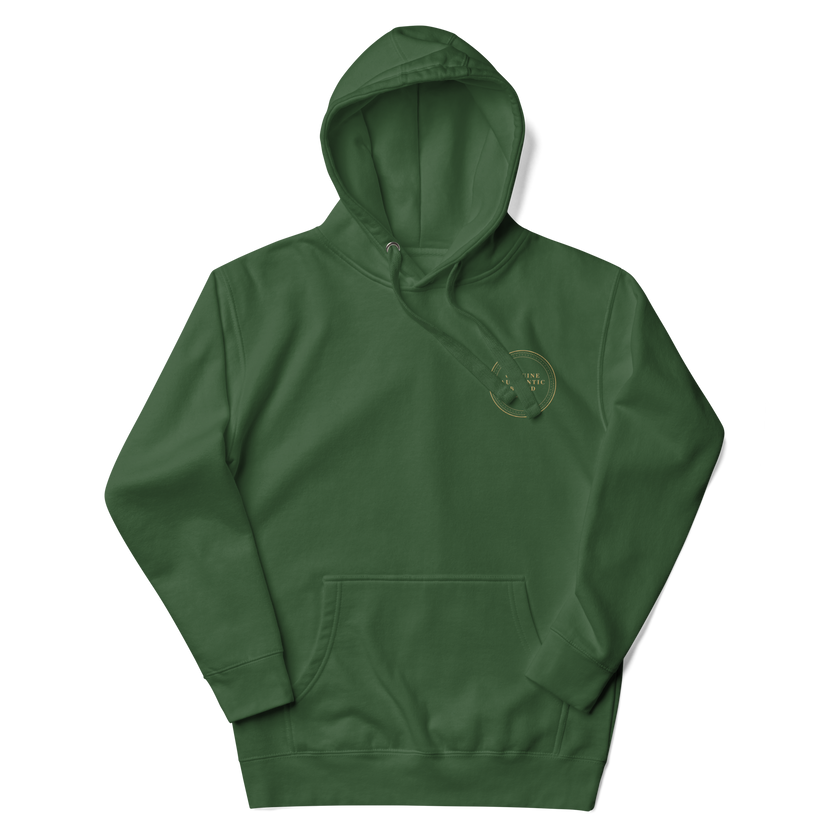 Sudadera con capucha unisex con logotipo izquierdo bordado de marca auténtica y auténtica.