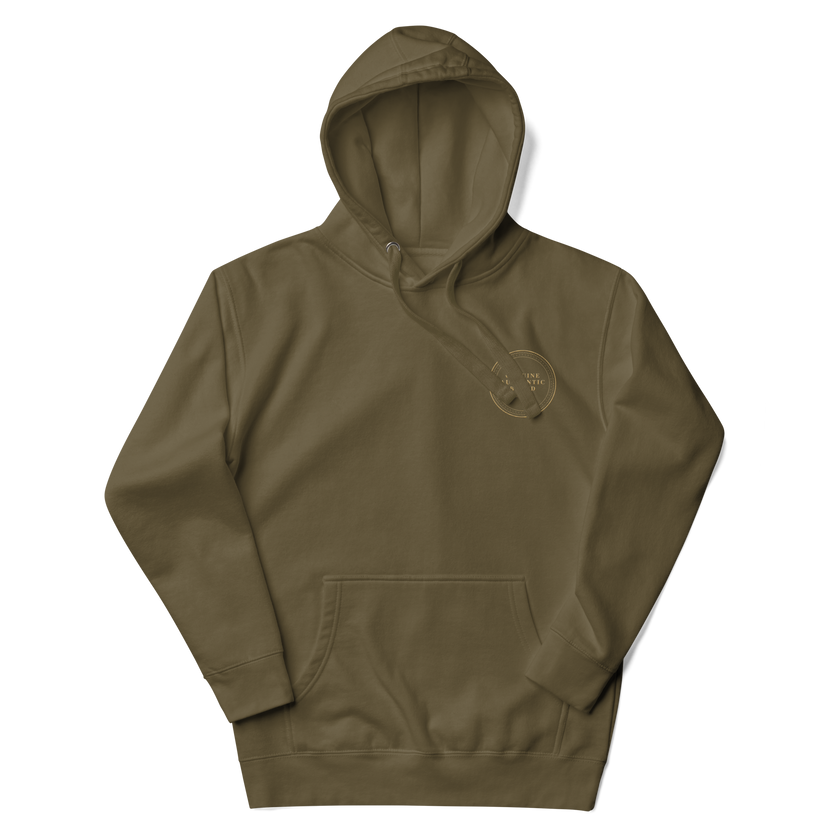 Sudadera con capucha unisex con logotipo izquierdo bordado de marca auténtica y auténtica.