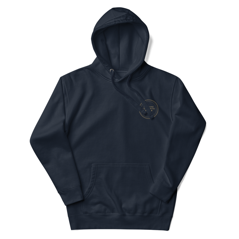 Sudadera con capucha unisex con logotipo izquierdo bordado de marca auténtica y auténtica.