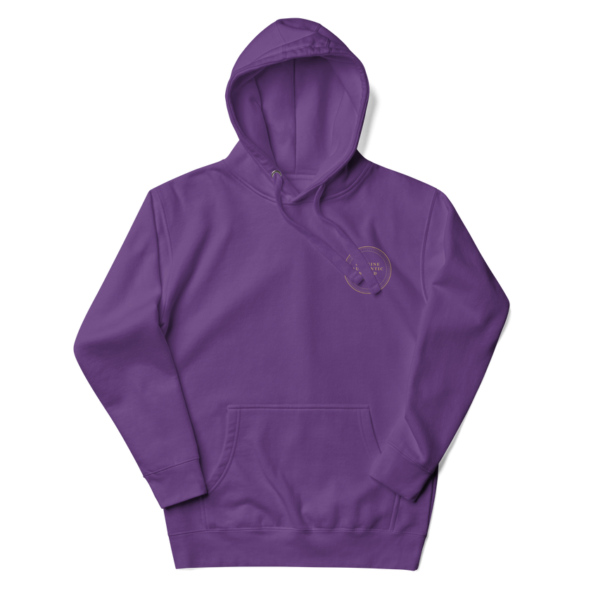 Sudadera con capucha unisex con logotipo izquierdo bordado de marca auténtica y auténtica.