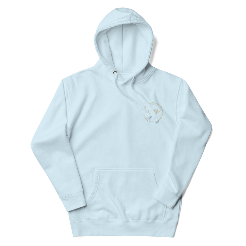 Sudadera con capucha unisex con logotipo izquierdo bordado de marca auténtica y auténtica.