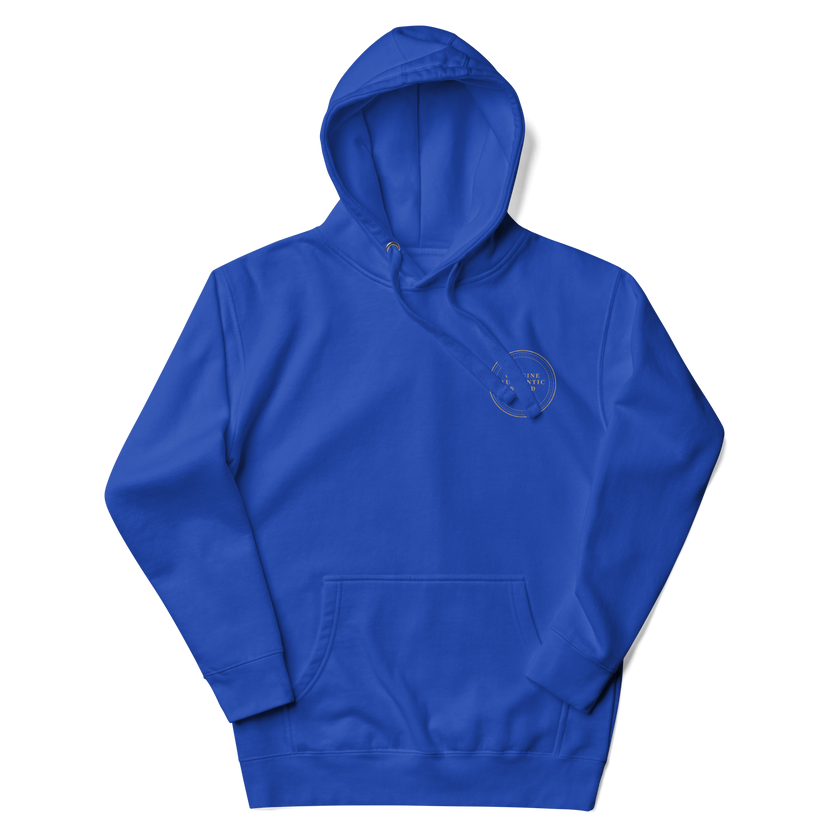 Sudadera con capucha unisex con logotipo izquierdo bordado de marca auténtica y auténtica.