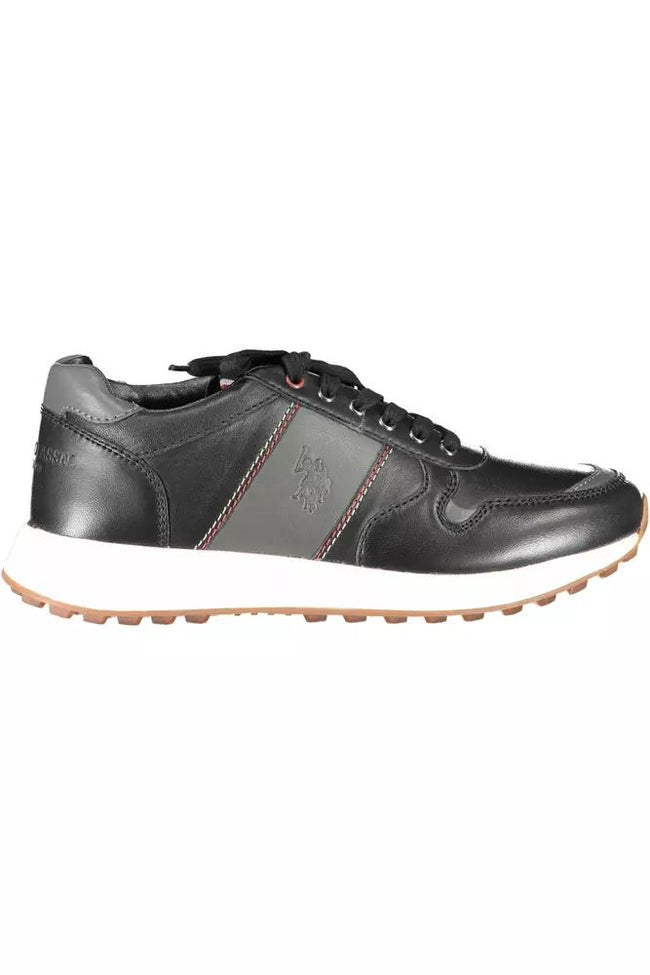 U.S. POLO ASSN. Sleek Black Eco Leather Sports Sneakers