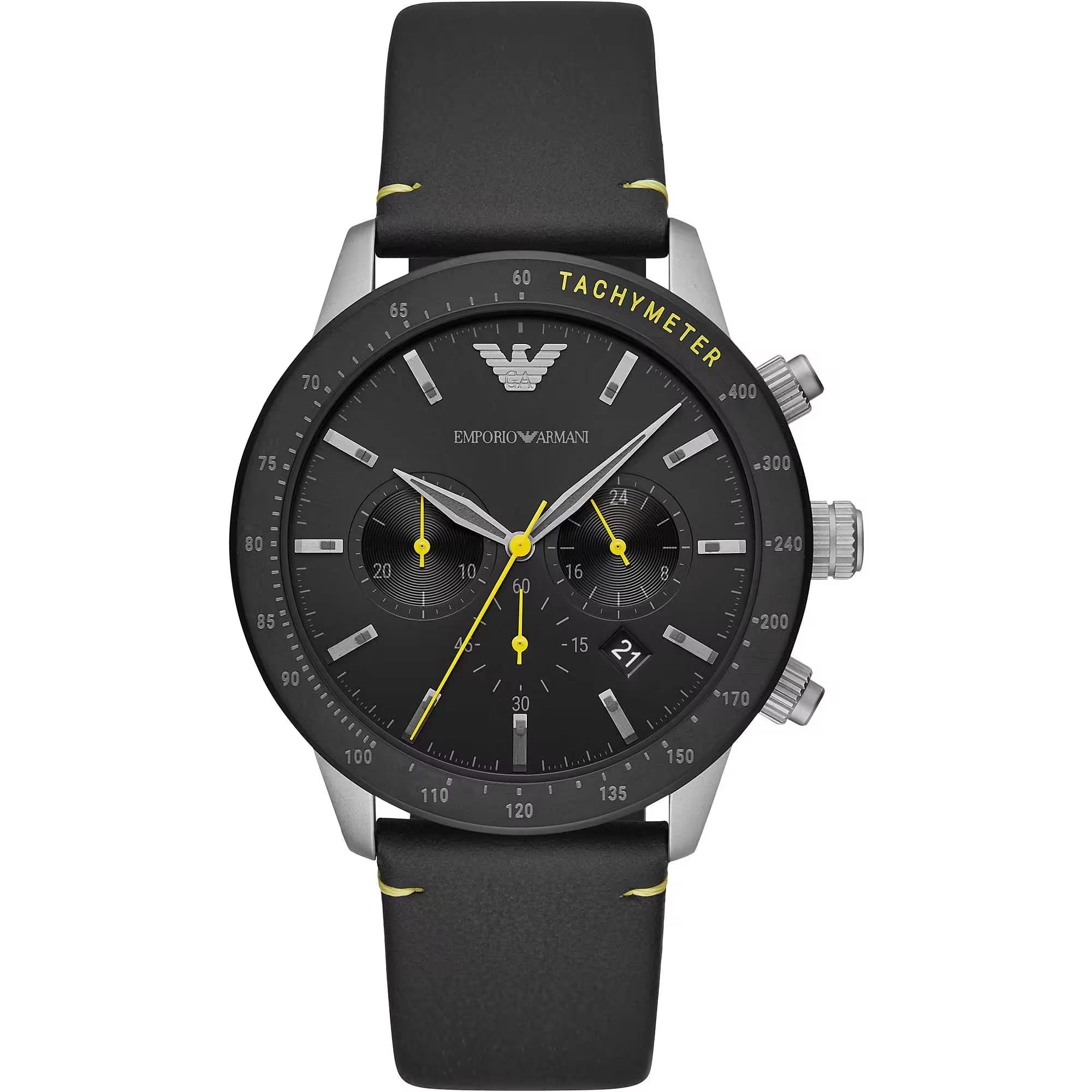 Emporio Armani – Elegante Chronographen-Uhr mit Lederarmband