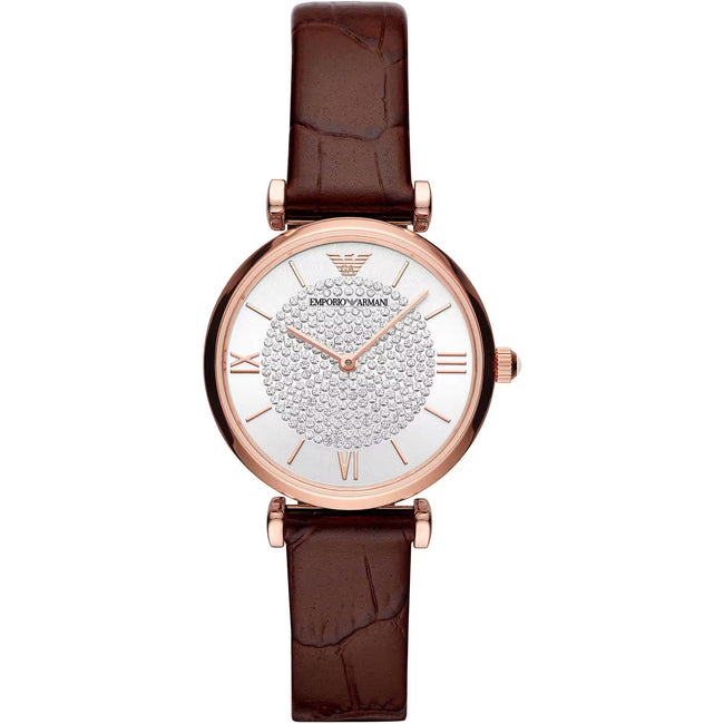 Emporio Armani Elegant Bordeaux Leather Watch for Women