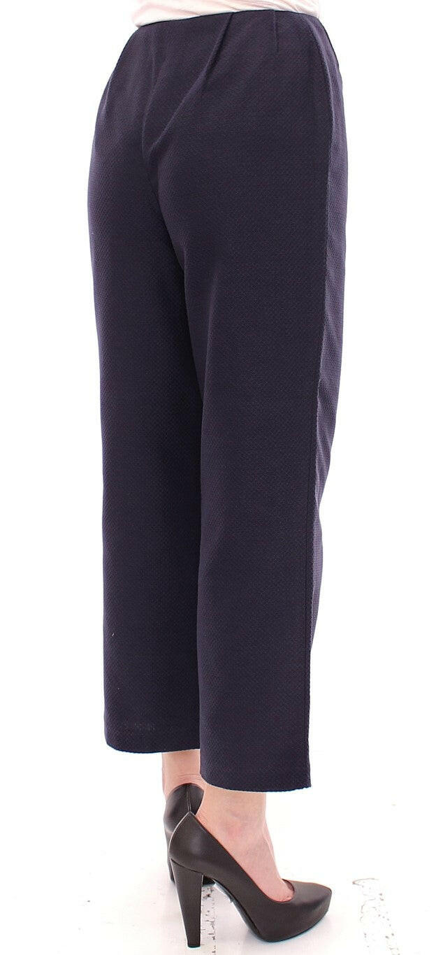 Andrea Incontri Blue Cropped Cotton Pants - GENUINE AUTHENTIC BRAND LLC  