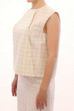 Andrea Incontri White Cotton Checkered Shirt Top