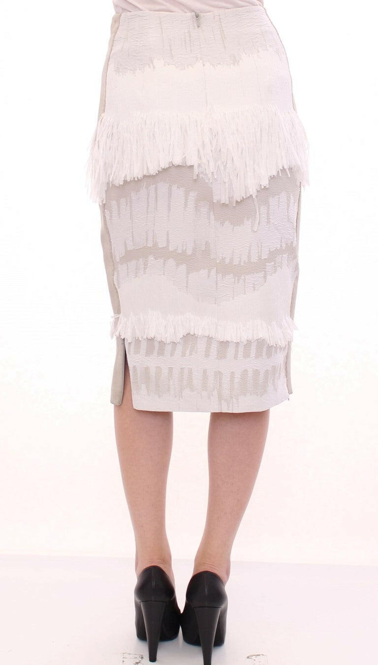 Arzu Kaprol White Acrylic Straight Pencil Skirt - GENUINE AUTHENTIC BRAND LLC  
