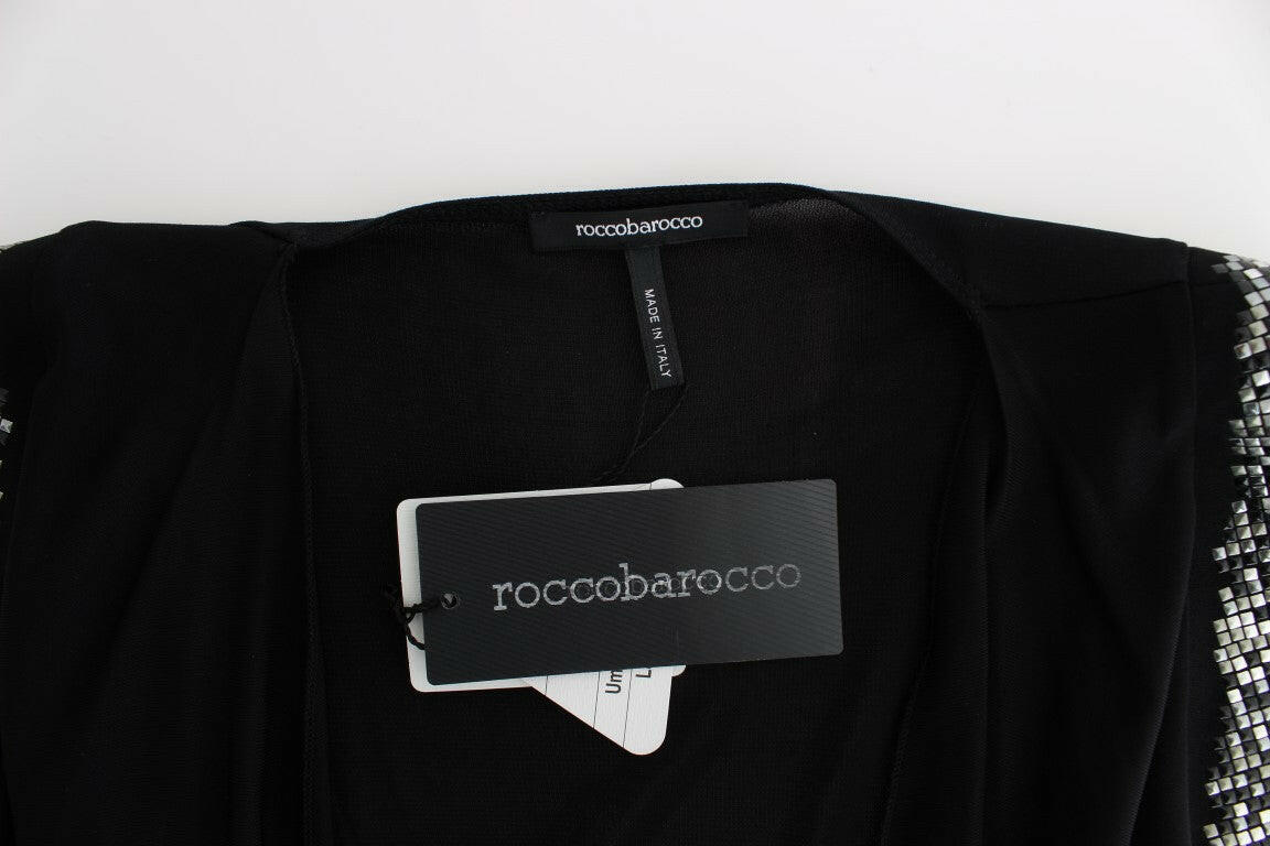 Roccobarocco Black Embellished Jersey Mini Sheath Short Dress - GENUINE AUTHENTIC BRAND LLC  