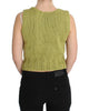 PINK MEMORIES Green Cotton Blend Knitted Sleeveless Sweater - GENUINE AUTHENTIC BRAND LLC  