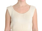 PINK MEMORIES Beige Cotton Blend Knitted Sleeveless Sweater - GENUINE AUTHENTIC BRAND LLC  
