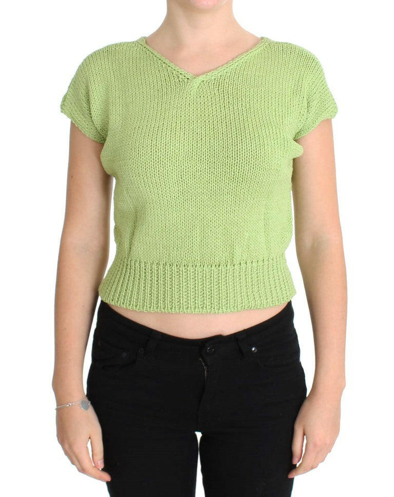 PINK MEMORIES Green Cotton Blend Knitted Sweater - GENUINE AUTHENTIC BRAND LLC  