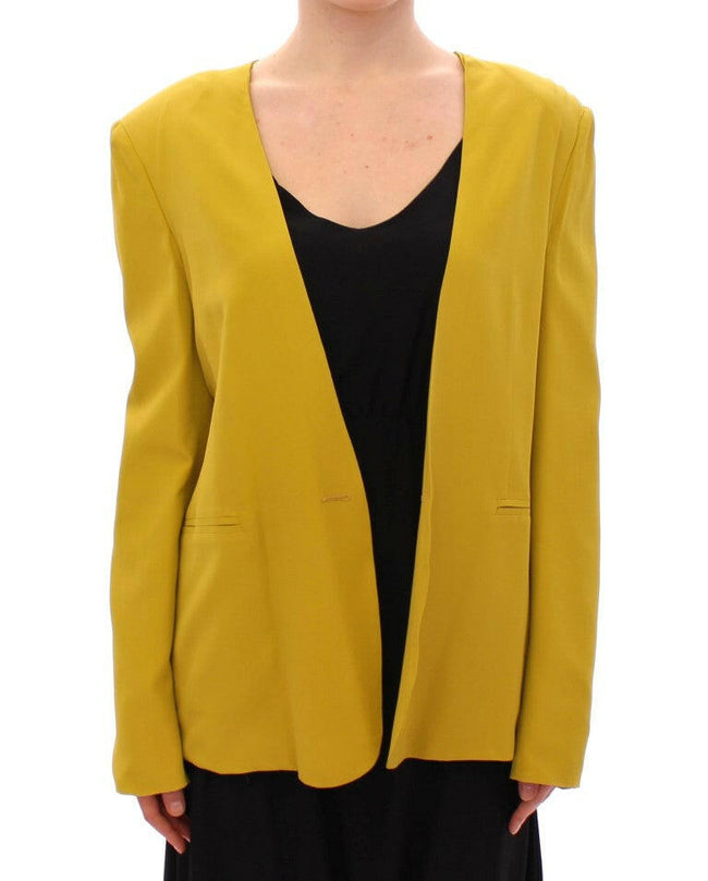 Lamberto Petri Mustard Yellow Silk Blazer Jacket - GENUINE AUTHENTIC BRAND LLC  