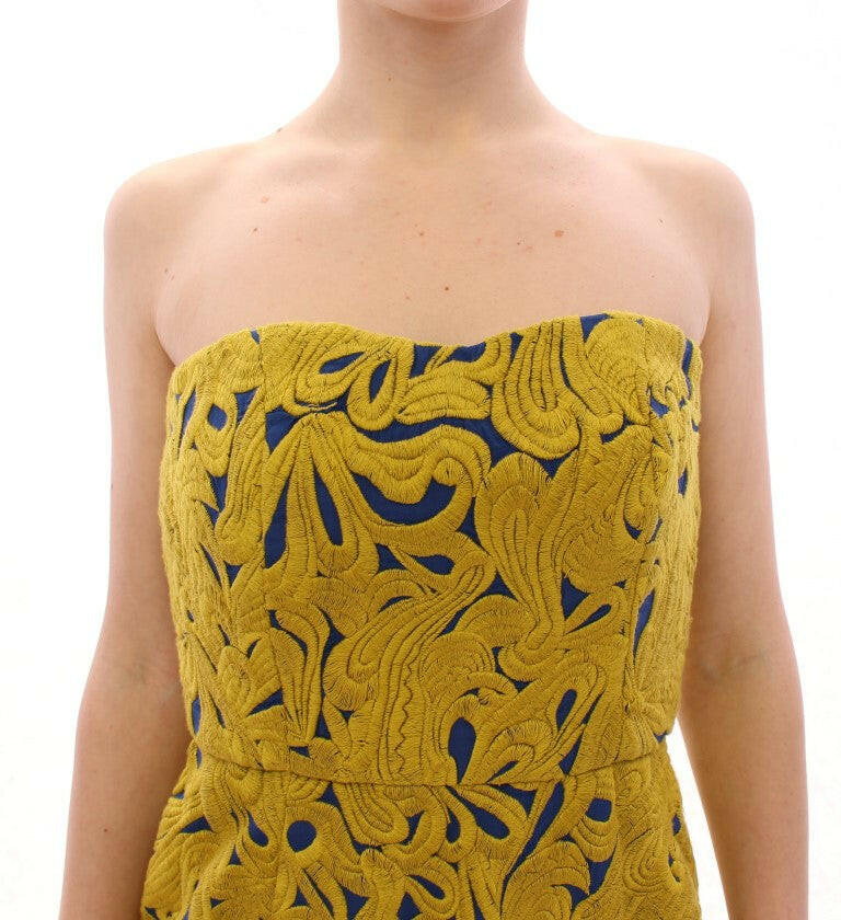 Sachin & Babi Blue Yellow Strapless Bubble Mini Shift Dress - GENUINE AUTHENTIC BRAND LLC  