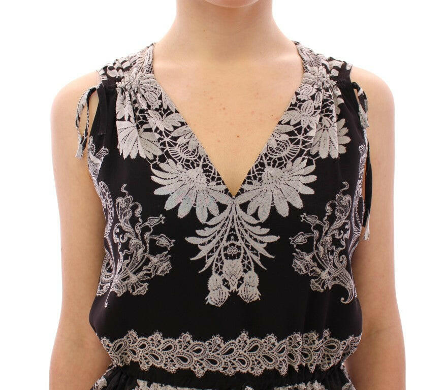 Sachin & Babi Black Silk Floral Pattern Shift Coctail Dress - GENUINE AUTHENTIC BRAND LLC  