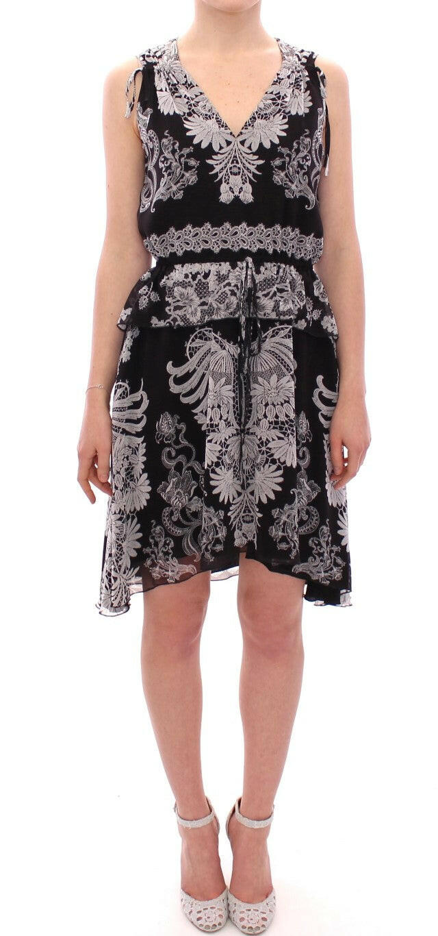 Sachin & Babi Black Silk Floral Pattern Shift Coctail Dress - GENUINE AUTHENTIC BRAND LLC  
