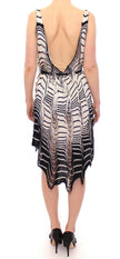 Alice Palmer Black Chainette Knit Striped Assymetrical Dress - GENUINE AUTHENTIC BRAND LLC  