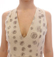 Andrea Incontri White Printed Shift V-neck Sheath Dress - GENUINE AUTHENTIC BRAND LLC  