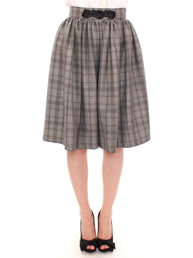 NOEMI ALEMÁN Gray Checkered Wool Shorts Skirt - GENUINE AUTHENTIC BRAND LLC  